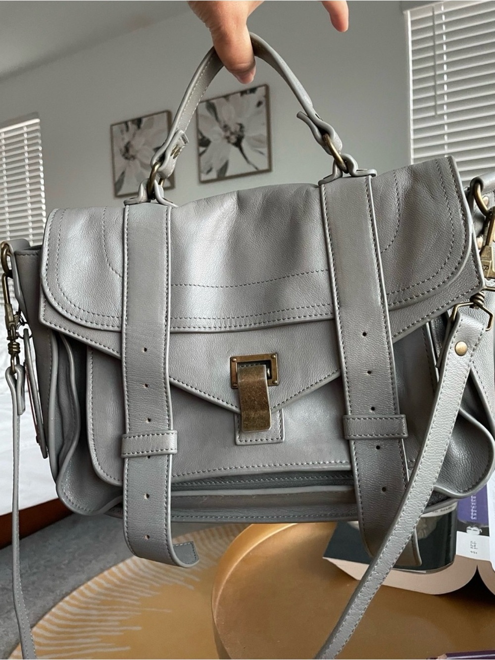 Proenza Schouler PS1 Satchel in Light Gray Leather